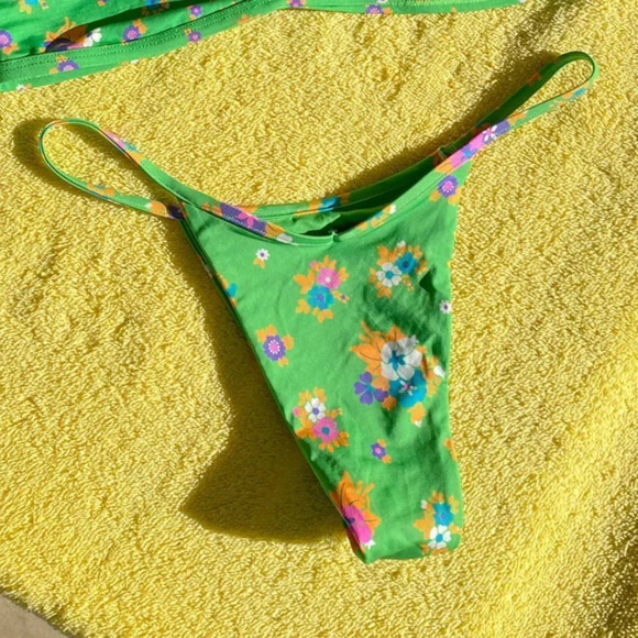 NEW! Y2K “90’s Vibes” Floral Print Skinny Strap Bikini Bottoms - Picture 1 of 12